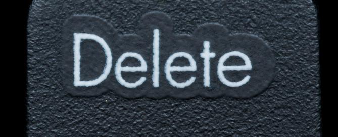 white embossed lettering with black background saying Deletion