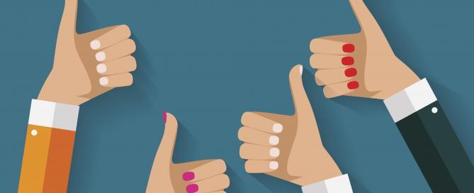 A graphic of four hands giving a thumbs up.