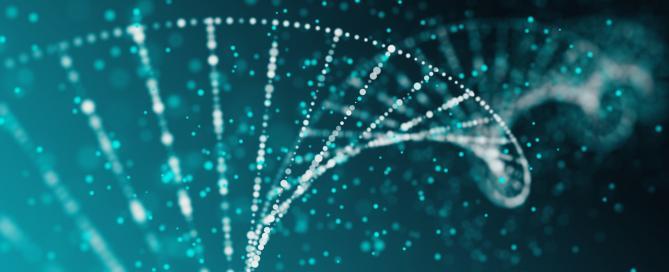 DNA helix in blue and turquoise