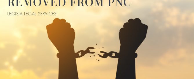 arms breaking free from handcuffs with sunrise in background with the words police caution removed from PNC legisia legal services