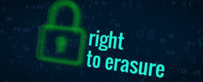 A padlock icon next to the words 'right to erasure' on a screen.