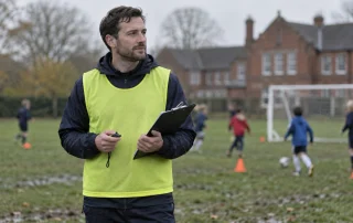 Volunteer assistant coach supervising children's football training – regulated activity with children from 1 September 2026