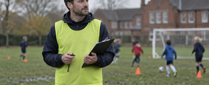 Volunteer assistant coach supervising children's football training – regulated activity with children from 1 September 2026