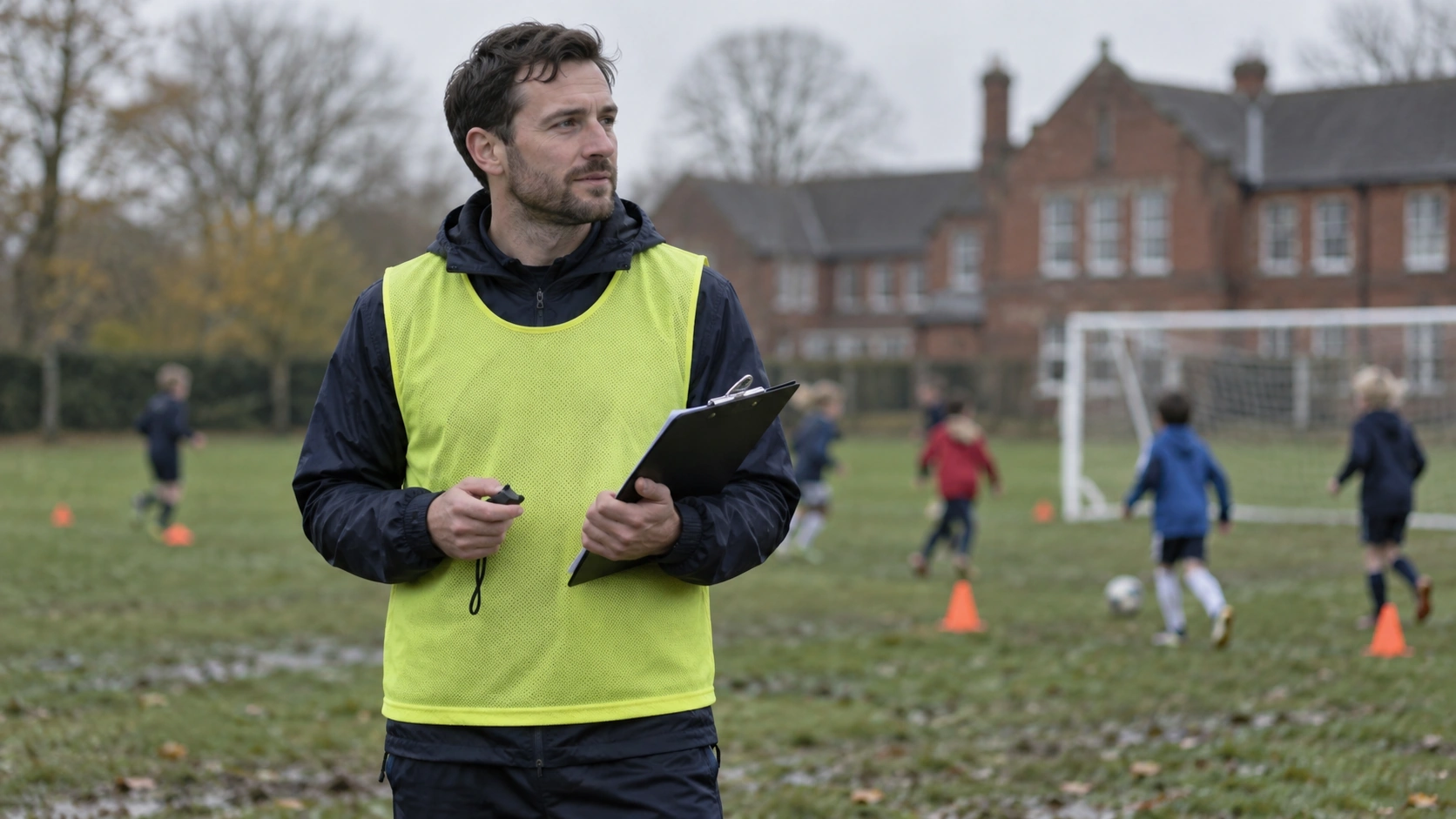 Volunteer assistant coach supervising children's football training – regulated activity with children from 1 September 2026